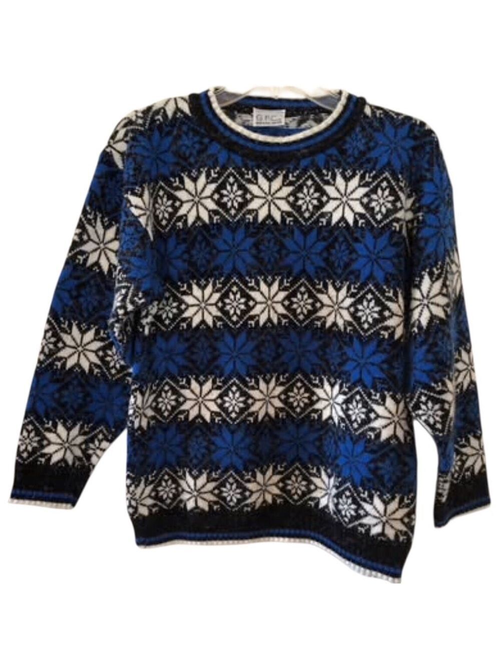 Vintage G.F.C. Retro Men's Nordic Snowflake Crewneck Sweater Size Small Aztec